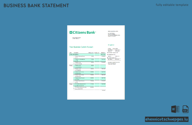 Firmenerklärung der Citizens Bank (Word- und PDF-Beispiel)